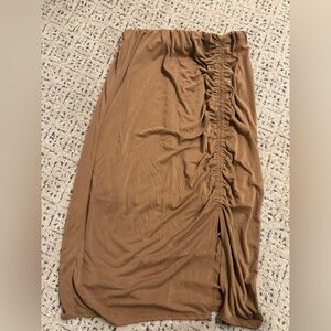 Green Envelope LA Camel Ruched Side Midi Skirt - Size L